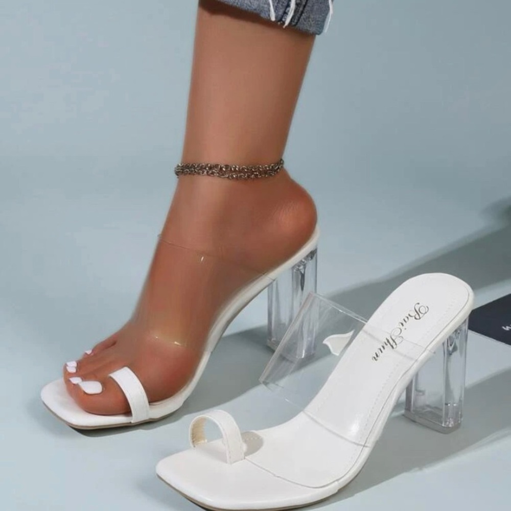 Clear Chunky Heeled Sandals